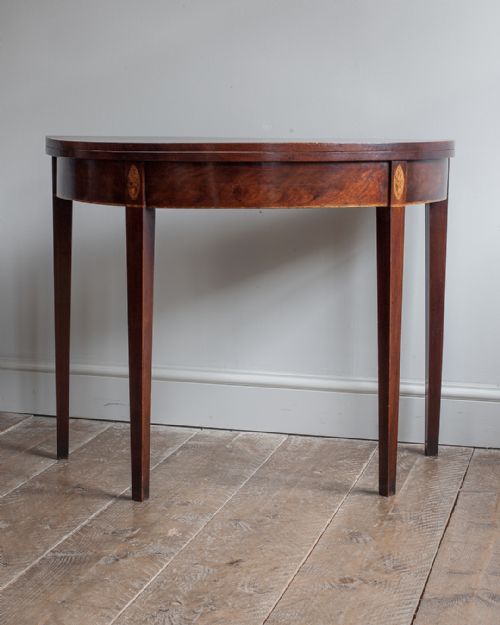 GEORGE III MAHOGANY DEMI LUNE CARD TABLE - ADDITIONAL PHOTO 2