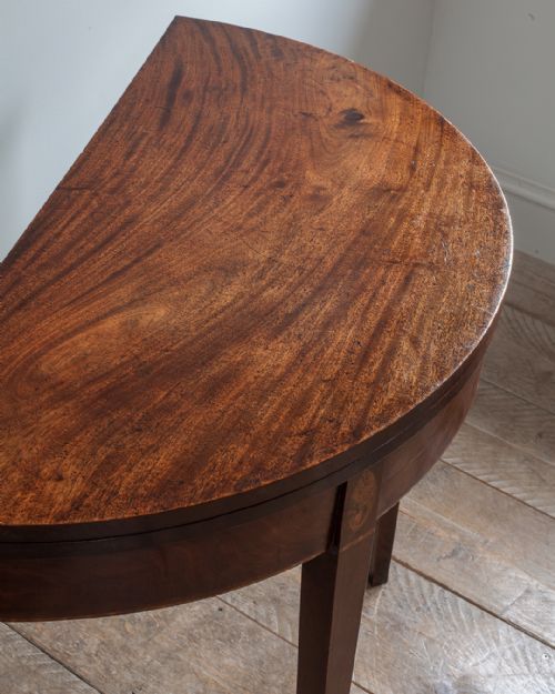 GEORGE III MAHOGANY DEMI LUNE CARD TABLE - ADDITIONAL PHOTO 4