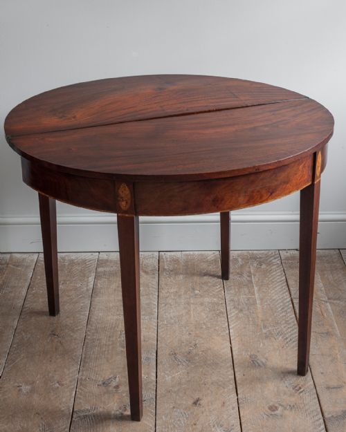 GEORGE III MAHOGANY DEMI LUNE CARD TABLE - ADDITIONAL PHOTO 5