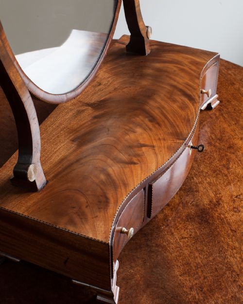 GEORGIAN MAHOGANY SERPENTINE TOILET MIRROR - ADDITIONAL PHOTO 4