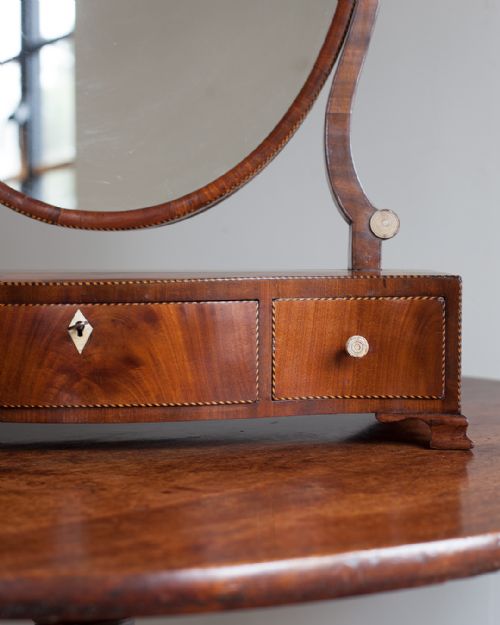 GEORGIAN MAHOGANY SERPENTINE TOILET MIRROR - ADDITIONAL PHOTO 5