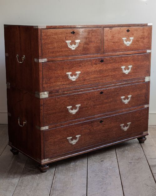 19TH CENTURY TEAK CAMPAIGN CHEST - ADDITIONAL PHOTO 1