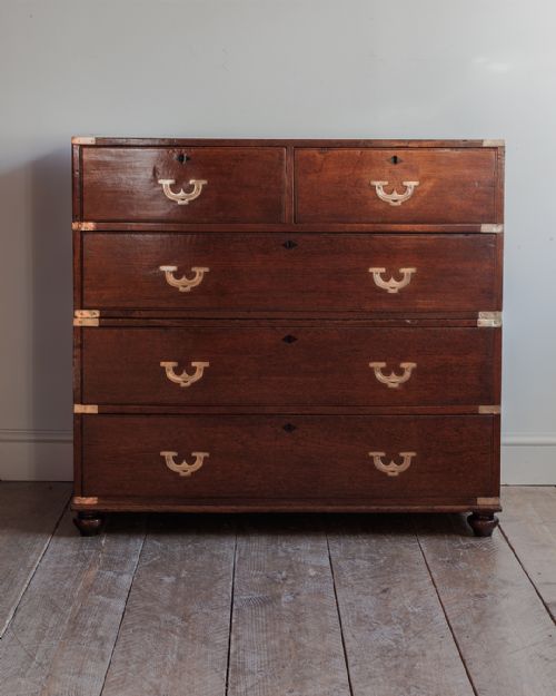 19TH CENTURY TEAK CAMPAIGN CHEST - ADDITIONAL PHOTO 2