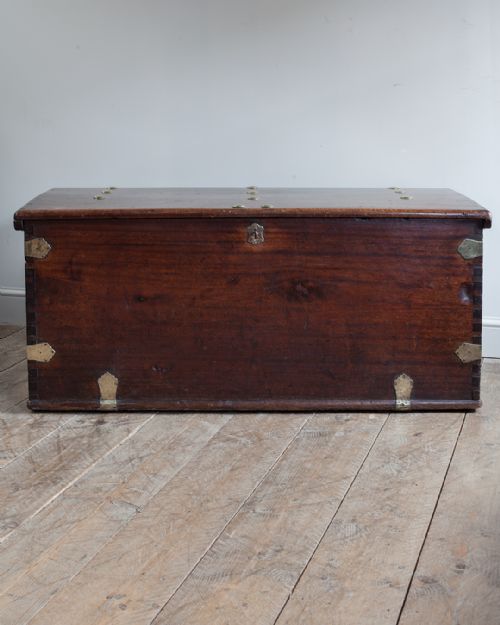 LATE 18TH CENTURY DUTCH COLONIAL TEAK BRASS BOUND TRUNK - ADDITIONAL PHOTO 1
