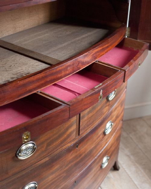 WILLIAM IV MAHOGANY BOWFRONT LINEN PRESS - ADDITIONAL PHOTO 4