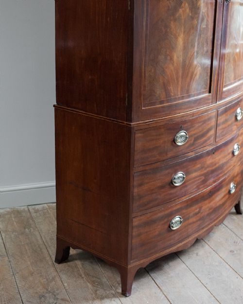 WILLIAM IV MAHOGANY BOWFRONT LINEN PRESS - ADDITIONAL PHOTO 9