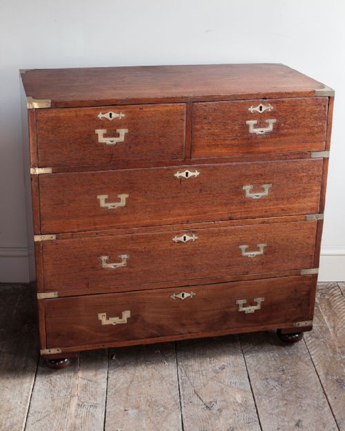SMALL 19TH CENTURY TEAK CAMPAIGN CHEST - ADDITIONAL PHOTO 2