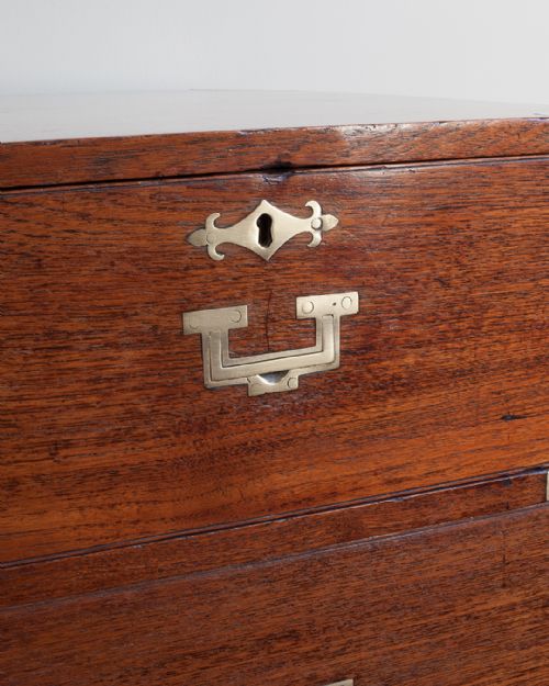 SMALL 19TH CENTURY TEAK CAMPAIGN CHEST - ADDITIONAL PHOTO 5