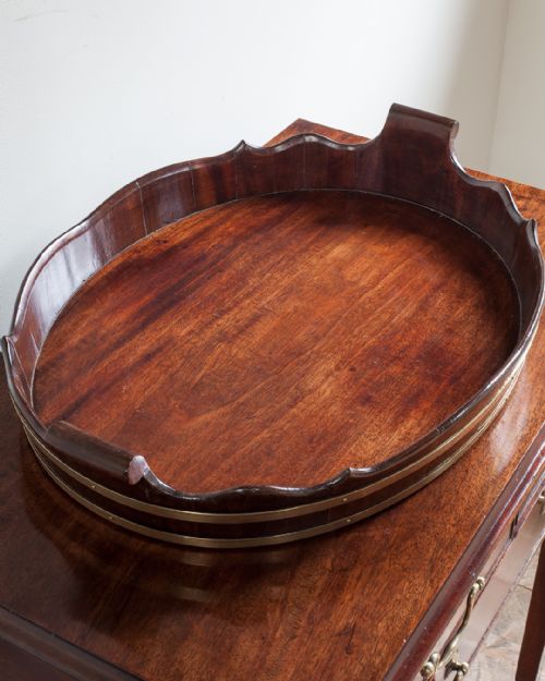 19TH CENTURY MAHOGANY OVAL BRASS BOUND TRAY - ADDITIONAL PHOTO 2