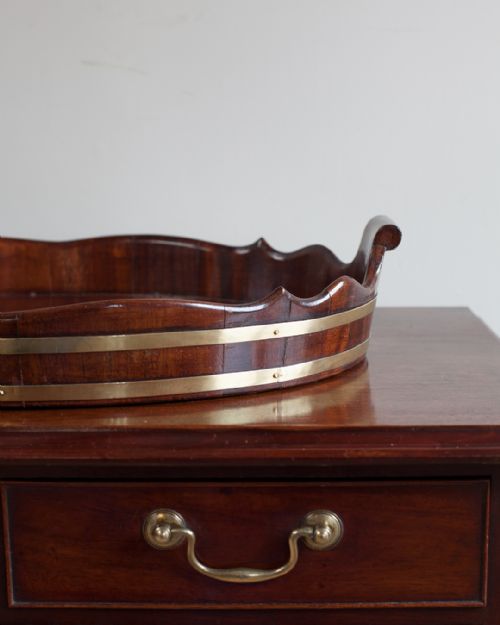 19TH CENTURY MAHOGANY OVAL BRASS BOUND TRAY - ADDITIONAL PHOTO 3