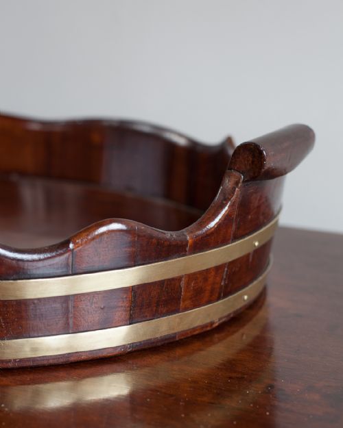 19TH CENTURY MAHOGANY OVAL BRASS BOUND TRAY - ADDITIONAL PHOTO 4