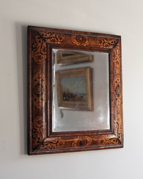 WILLIAM MARY SEAWEED MARQUETRY CUSHION MIRROR - ADDITIONAL PHOTO 1