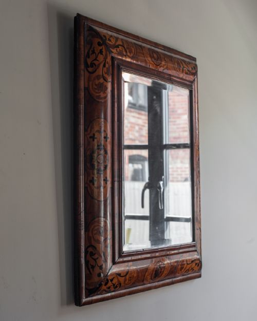 WILLIAM MARY SEAWEED MARQUETRY CUSHION MIRROR - ADDITIONAL PHOTO 2