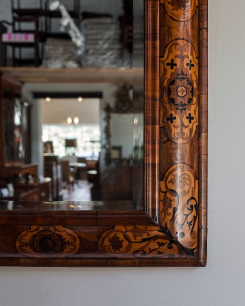 WILLIAM MARY SEAWEED MARQUETRY CUSHION MIRROR - ADDITIONAL PHOTO 3