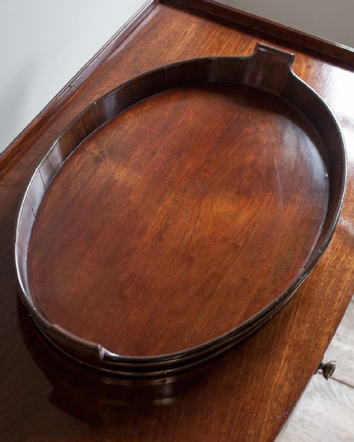 19TH CENTURY MAHOGANY OVAL BRASS BOUND TRAY - ADDITIONAL PHOTO 1