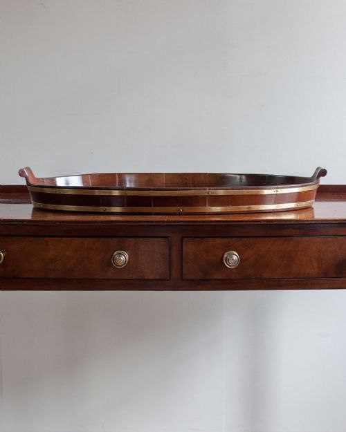 19TH CENTURY MAHOGANY OVAL BRASS BOUND TRAY - ADDITIONAL PHOTO 2