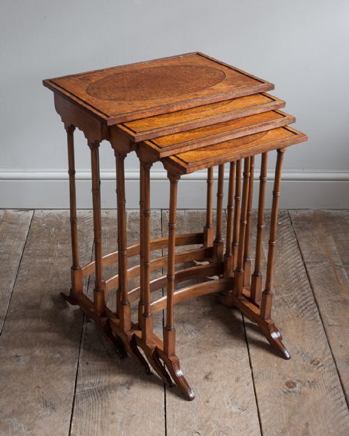 19TH CENTURY SATINWOOD NEST OF FOUR TABLES