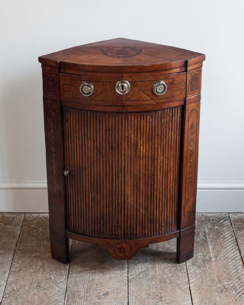 19TH CENTURY DUTCH FRUITWOOD BOWFRONT CORNER CUPBOARD - ADDITIONAL PHOTO 4