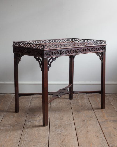 CHIPPENDALE PERIOD MAHOGANY SILVER TABLE