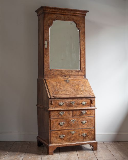 george i walnut bureau bookcase - CATEGORY: ANTIQUE BUREAU - DATED 18TH CENTURY