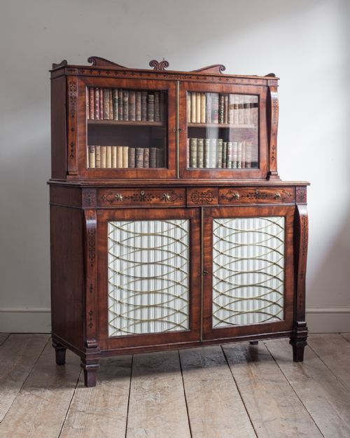 REGENCY MAHOGANY BOOKCASE CABINET