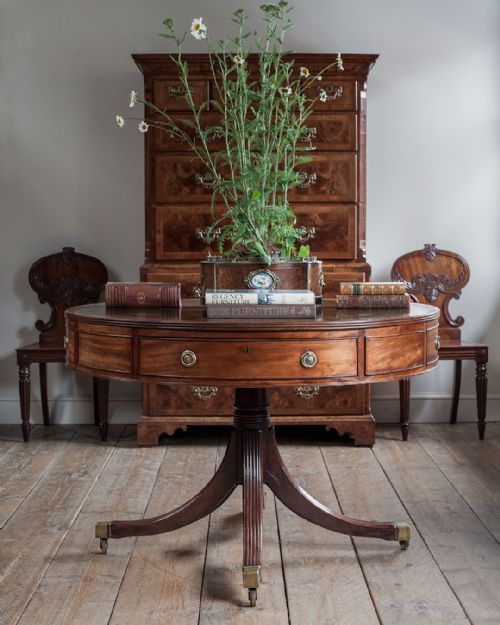 SUPERB REGENCY MAHOGANY DRUM TABLE - ADDITIONAL PHOTO 1