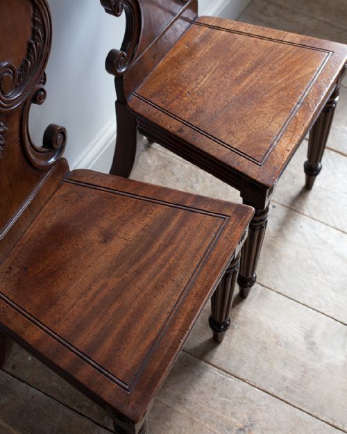 ATTRACTIVE PAIR OF REGENCY MAHOGANY HALL CHAIRS - ADDITIONAL PHOTO 8