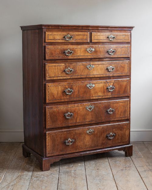 Splendid Large Georgian Walnut Chest of Drawers