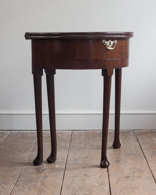 Wonderful George II Cuban Mahogany Demi Lune Tea Table