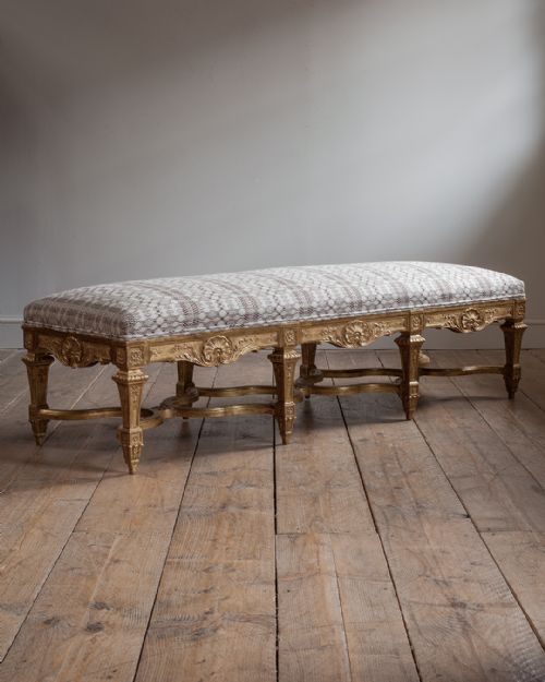 SUPERB EARLY 19TH CENTURY LOUIS XIV STYLE GILTWOOD STOOL