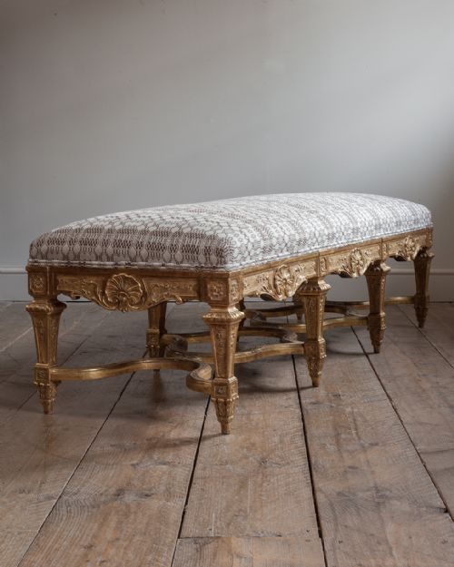 SUPERB EARLY 19TH CENTURY LOUIS XIV STYLE GILTWOOD STOOL - ADDITIONAL PHOTO 1