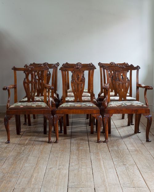 Set of 12 18th Century Walnut Dining Chairs