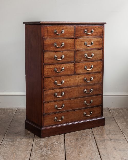 19th century mahogany bank of drawers