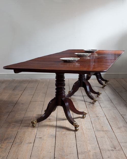 Regency Mahogany Triple Pedestal Extending Dining Table