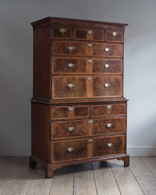 George II Walnut Chest on Chest