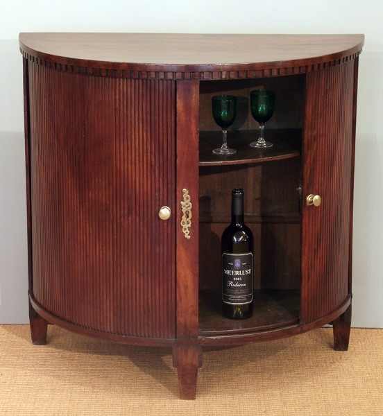 C18 Dutch mahogany demi lune side cabinet