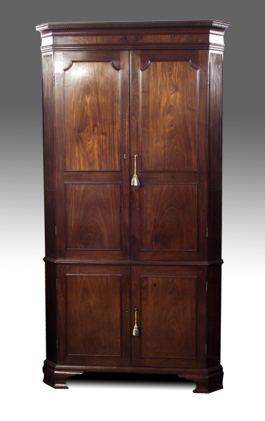 George III mahogany corner cupboard