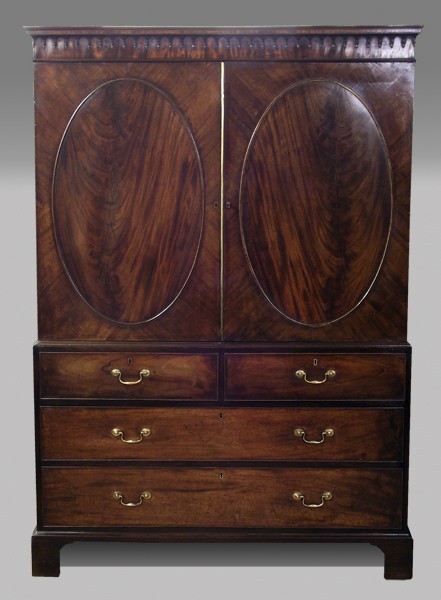 Nineteenth century mahogany linen press