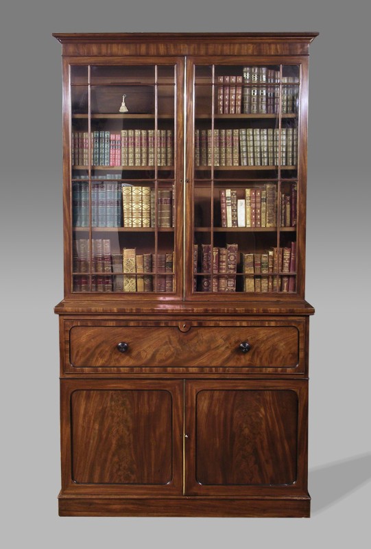 Victorian mahogany secretaire bookcase