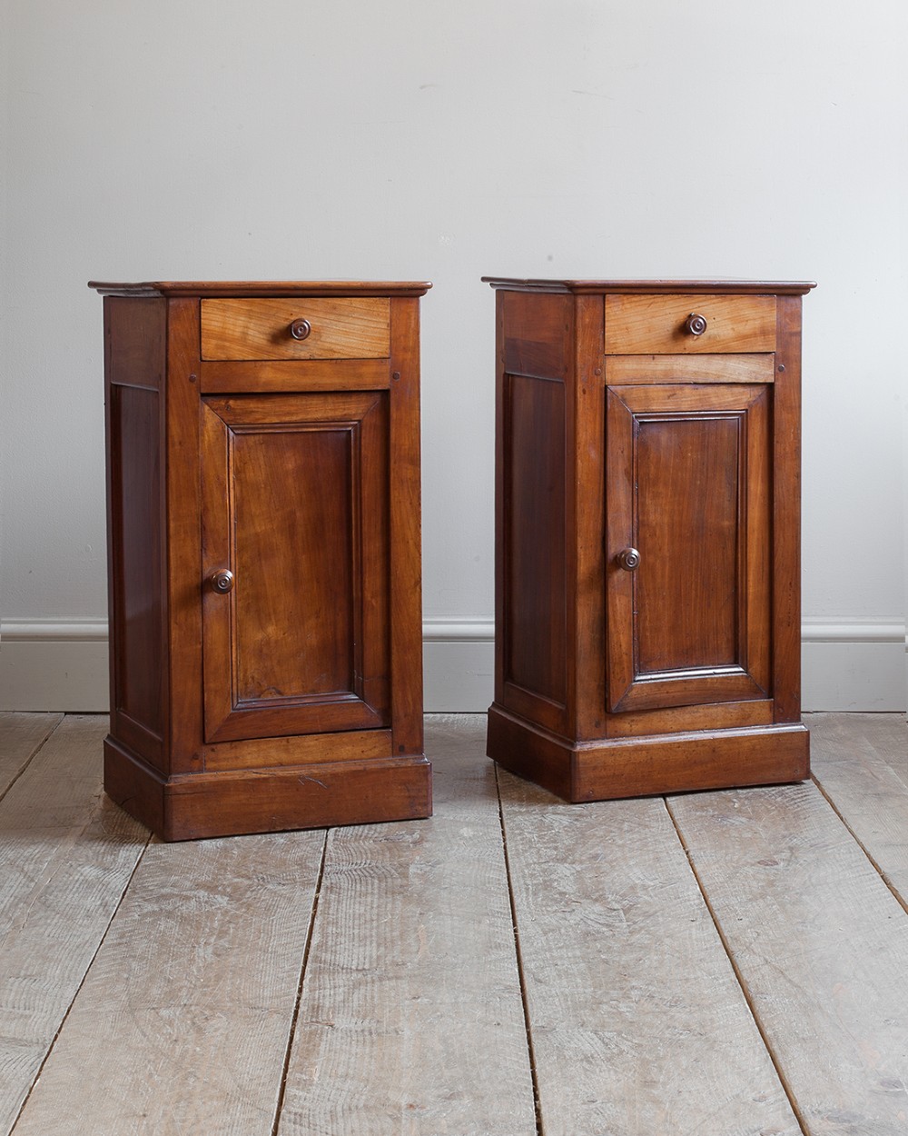 19th century French cherrywood bedside cupboards