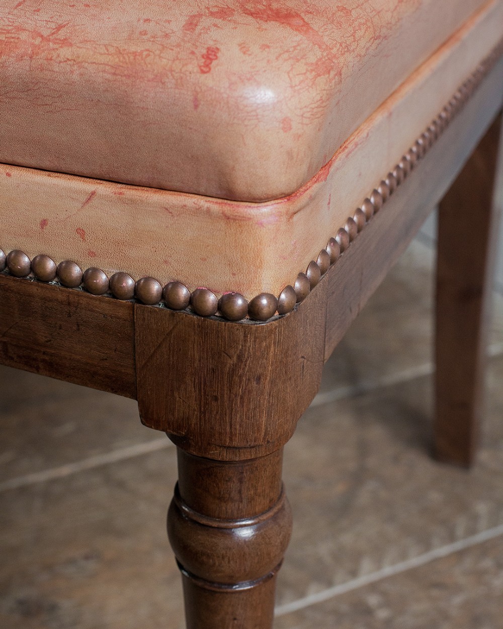 A 19th-century mahogany metamorphic chair shown unfolded into a set of four wooden library steps. View IV