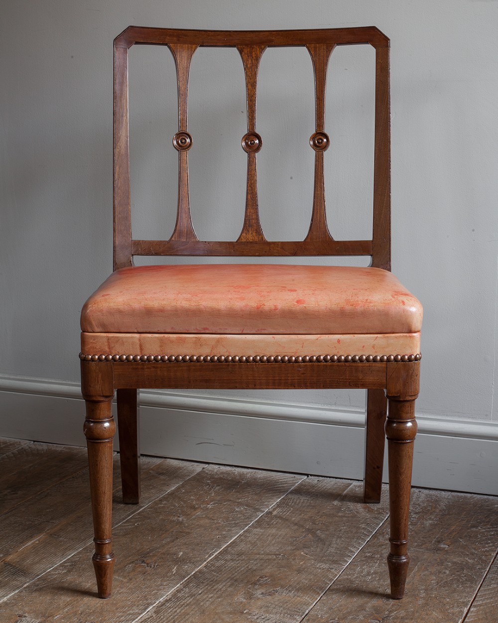 A 19th-century mahogany metamorphic chair shown unfolded into a set of four wooden library steps. View VIII