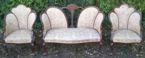 Edwardian Mahogany Three Piece Salon Suite