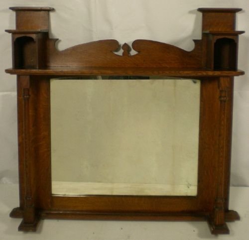 Edwardian Oak Overmantle Mirror