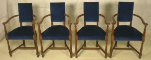 Set of Four Walnut Armchairs