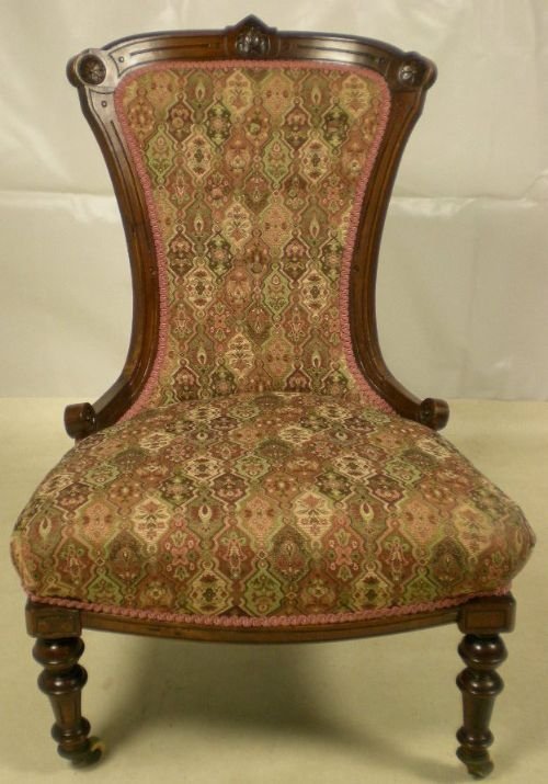 Late Victorian Carved Walnut Nursing Chair