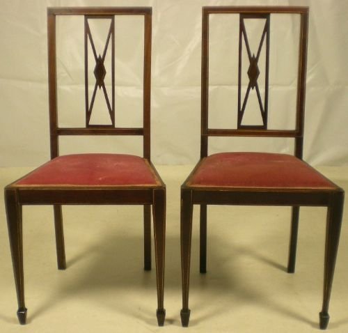 Edwardian Inlaid Mahogany Pair of Bedroom Chairs