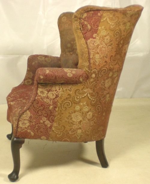 Queen Anne Style Wing Armchair for Re-upholstery