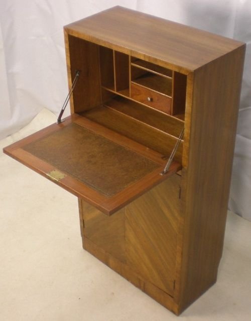 Deco Small Walnut Upright Bureau