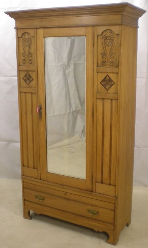 Edwardian Walnut Carved Wardrobe